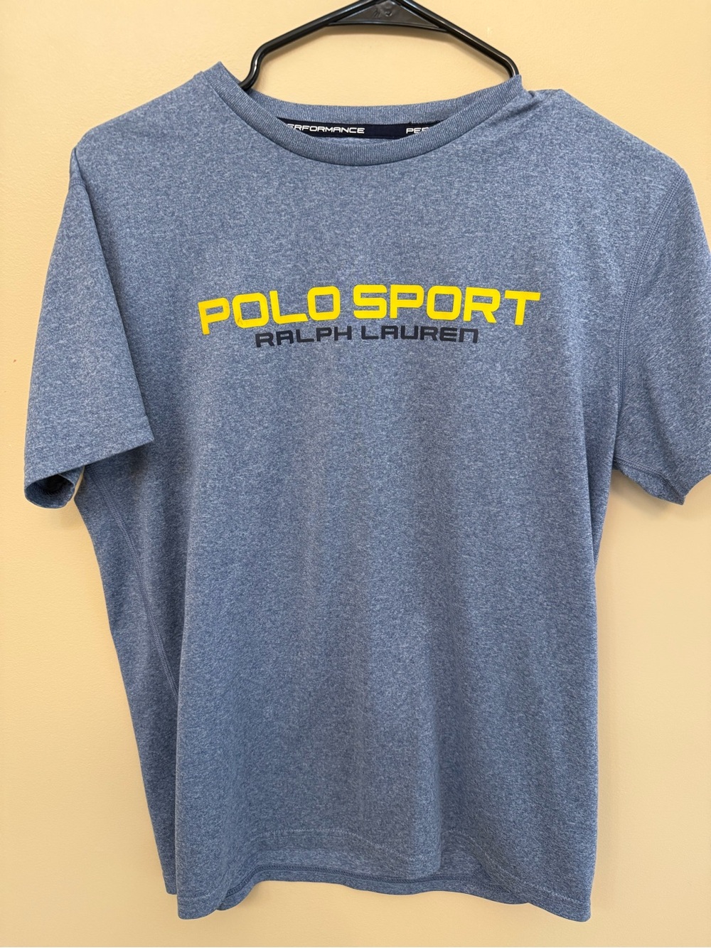Ralph Lauren Polo Sport Heather Blue Short Sleeve Tee with Yellow Logo